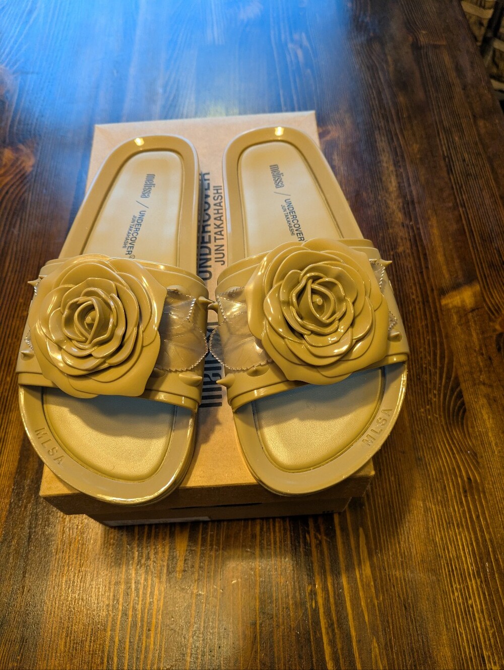 Melissa X Undercover  Women’s Nude Floral Slide Sandals